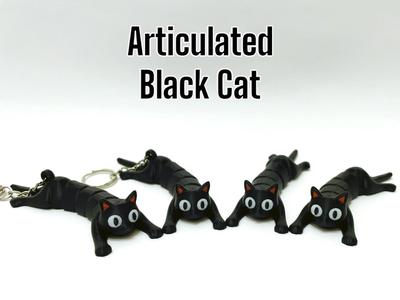 Articulated Black Cat - doll / keychain