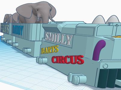 Smilly Barts Circus Train with Elephant family on board