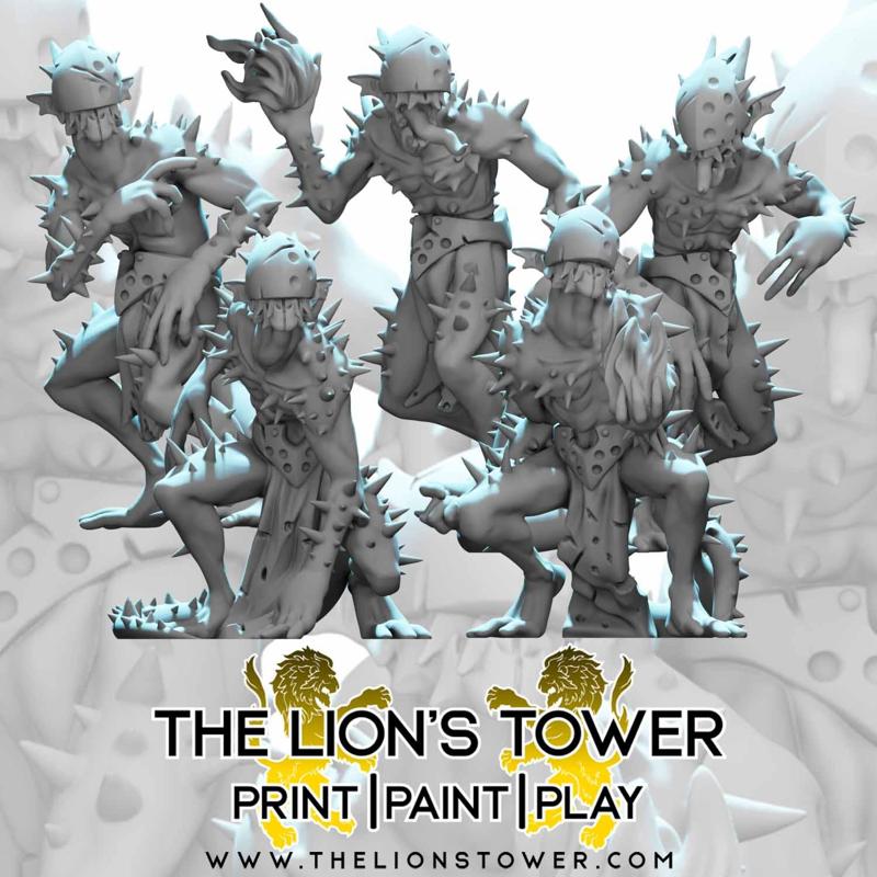 Barbed Devils (Hamatula) set of 5 32mm scale presupported miniatures
