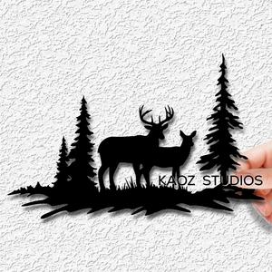 two deer wall art wildlife wall decor nature scenery decoration