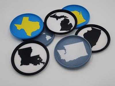 Fifty states stacking coasters, 95mm emboss version