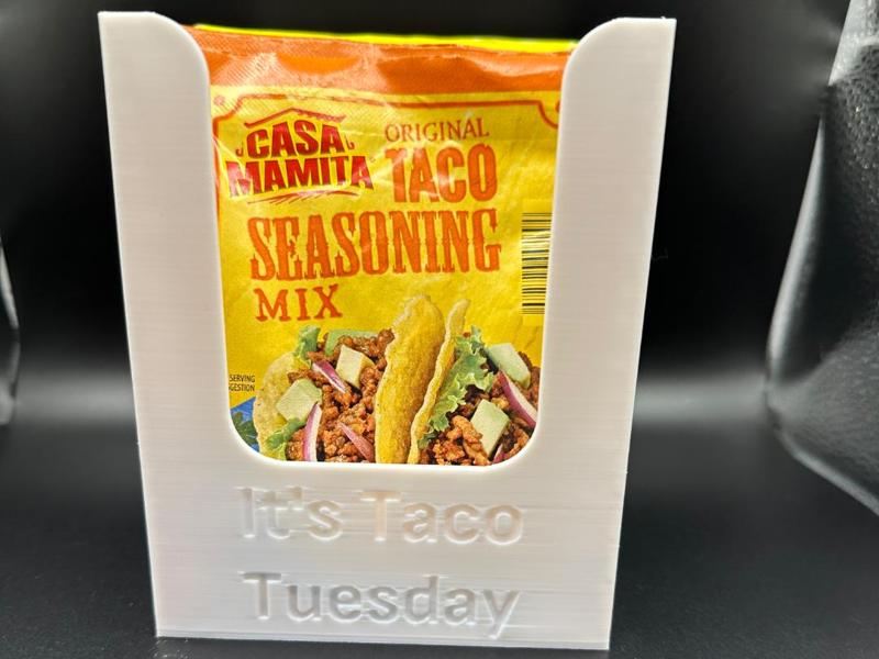 Taco seasoning packet holder.  