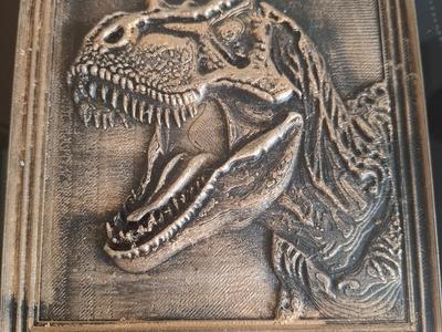 T Rex sculpture plaque