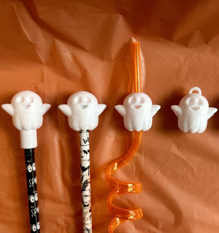 Ghost Pencil Topper, Straw Topper, Charm, Keychain, Fidget