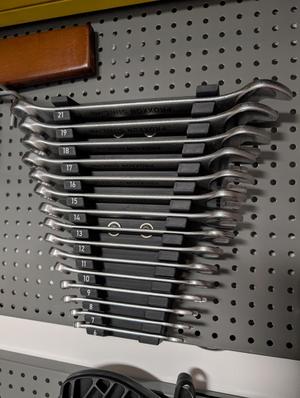 Combo Wrench Holder Pegboard 15mm grid (screw version) (e.g. Proxxon Set)