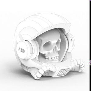Astronaut Skull 005 - Art - Print in place - STL