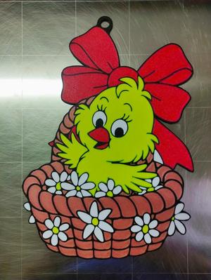 Chick in a Basket Door Hanger