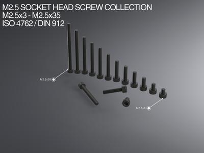 M2.5 Socket Head Screw Collection M2.5x3-M2.5x35 ISO 4762 / DIN 912