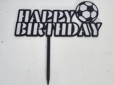 Happy Birthday soccer ball cake topper 