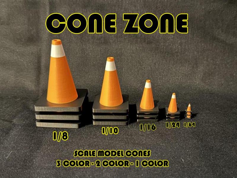 Scale Model Road Cones - RC Racing - 5 Sizes