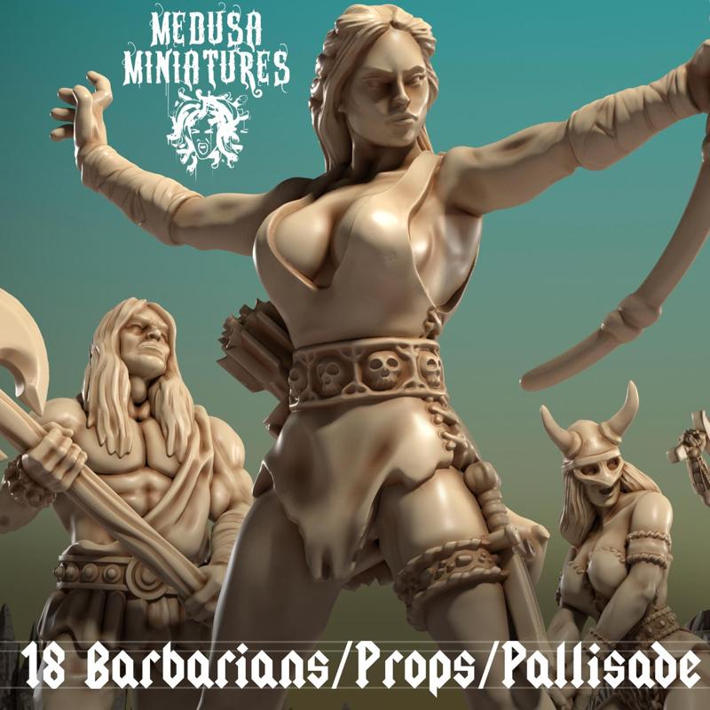 18 Fantasy Barbarians, Pallisade and Props