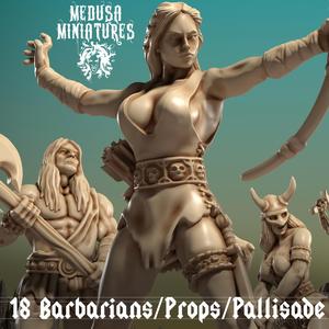 18 Fantasy Barbarians, Pallisade and Props