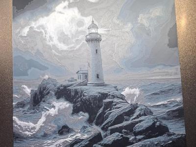 Stormy night lighthouse Hueforge
