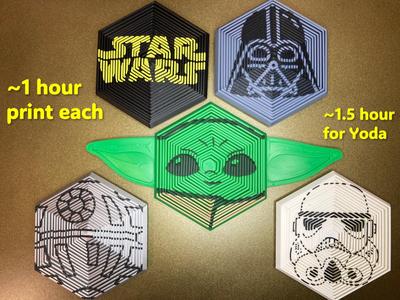 Star Wars Hexagon Fidget Toys - Yoda, Darth Vader
