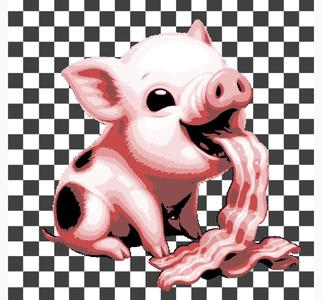 Hueforge Pig Eating Bacon