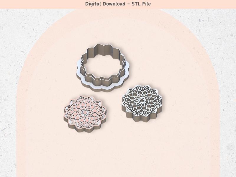 Floral Mandala Clay Cutter for Polymer Clay | Floral 19 | Digital STL File | Clay Tools | 5 Sizes