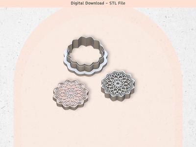 Floral Mandala Clay Cutter for Polymer Clay | Floral 19 | Digital STL File | Clay Tools | 5 Sizes