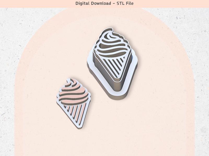 Icecream 02 Clay Cutter for Polymer Clay | Digital STL File | Clay Tools | 5 Sizes Summer Clay