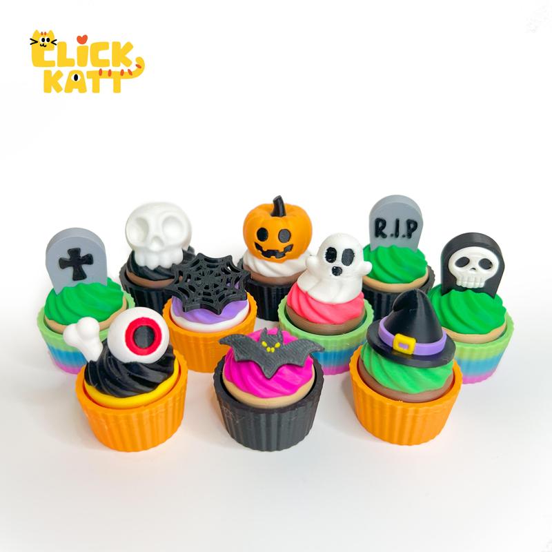 Halloween Cupcake - Clicker Fidget Toy Keychain