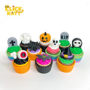 Halloween Cupcake - Clicker Fidget Toy Keychain