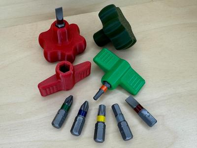 Miniature screwdriver, bit holder, star grip