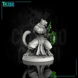 (0090) Male felinid monk with chakra spell