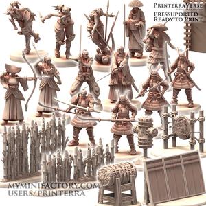 003 JAPAN Sengoku Warriors Samurai Ninja Archer and Bamboo Training Camp Scatter Terrain