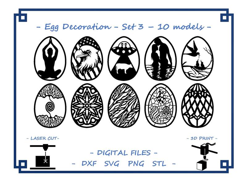 Easter egg decoration - Set 1 - 10 models Bundle