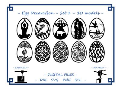 Easter egg decoration - Set 1 - 10 models Bundle