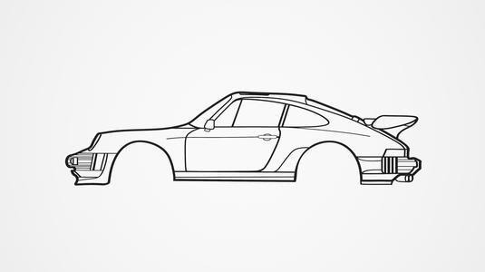 Porsche 911 930 Turbo (1980) Silhouette Wall Art