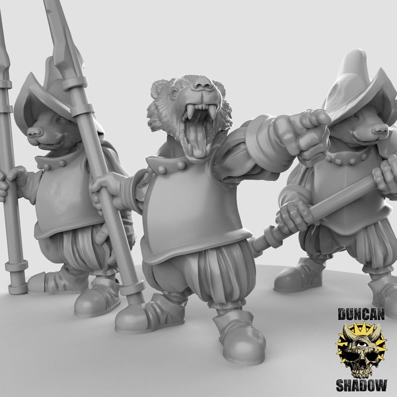 Badger Warriors with Spears (pre supported)