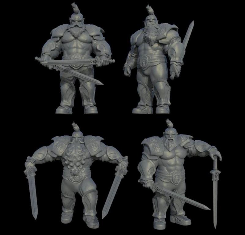 Dwarven warrior pack with swords miniatures
