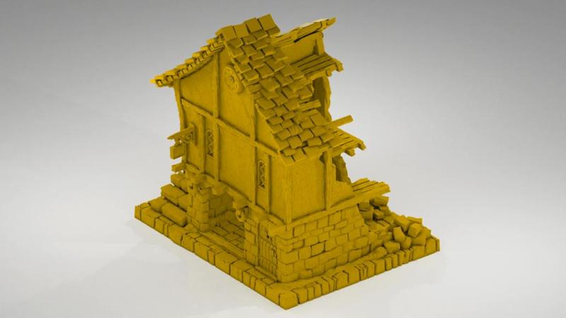 Pocket Mordheim scenery - ruined guildhouse