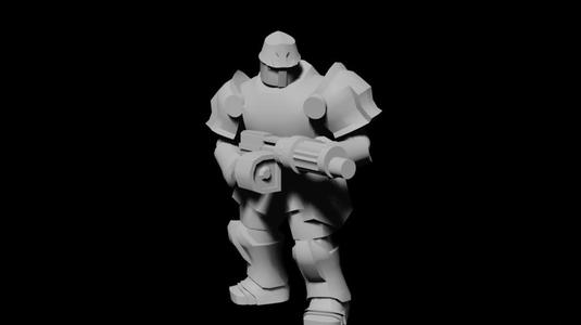 low poly power armored soldier