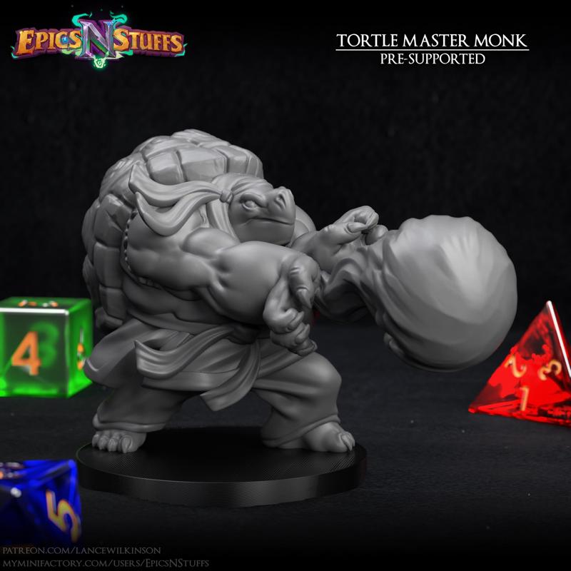 Tortle Master Monk Miniature - Pre-Supported