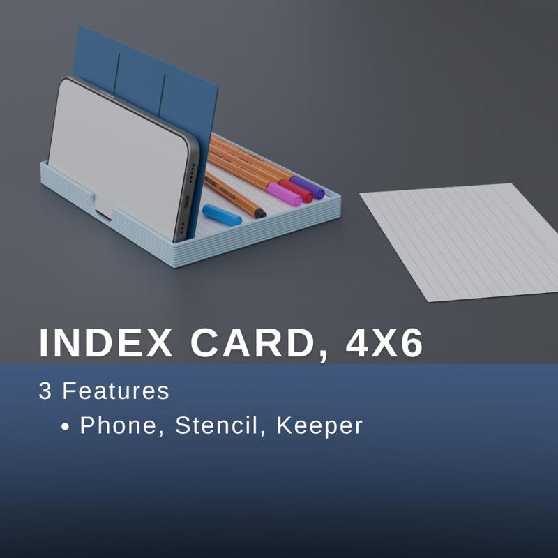 Aesthetic 4"x6" Index Card Holder (with phone stand and stencil!)