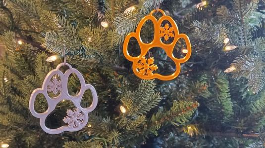 Christmas Dog Paw Print Ornament 