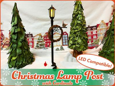 Christmas Lamp Post w/Cardinals (Optional Lighting!)