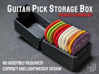 Guitar Pick Storage Box (case) // Print-in-Place