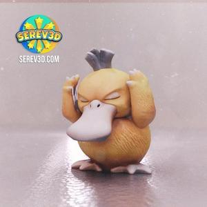 Realistic Psyduck – Flexi Pokémon Keychain & Straw Buddy, No Supports 3D Print STL/3MF