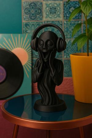 Munch-Inspired Scream in Headphones Sculpture