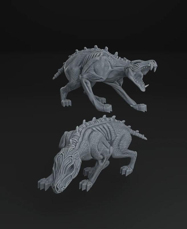 Undead Zombie Dogs + Free dragon warhammer - 5e DnD Wargame Tabletop RPG