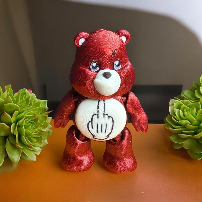 FU Bear, Care Bear, Articulating, Flexi, Print in Place, Fun, Funny