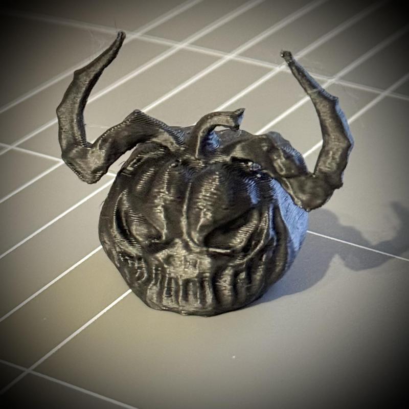 Scary Pumpkin Ornament with Horns