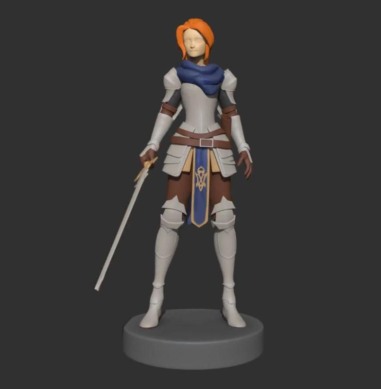 Female Knight - 3D Printable Miniature | Fantasy Warrior for RPG and Tabletop Games