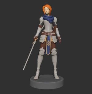 Female Knight - 3D Printable Miniature | Fantasy Warrior for RPG and Tabletop Games