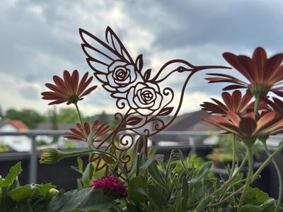 Floral Hummingbird with Flower Pick