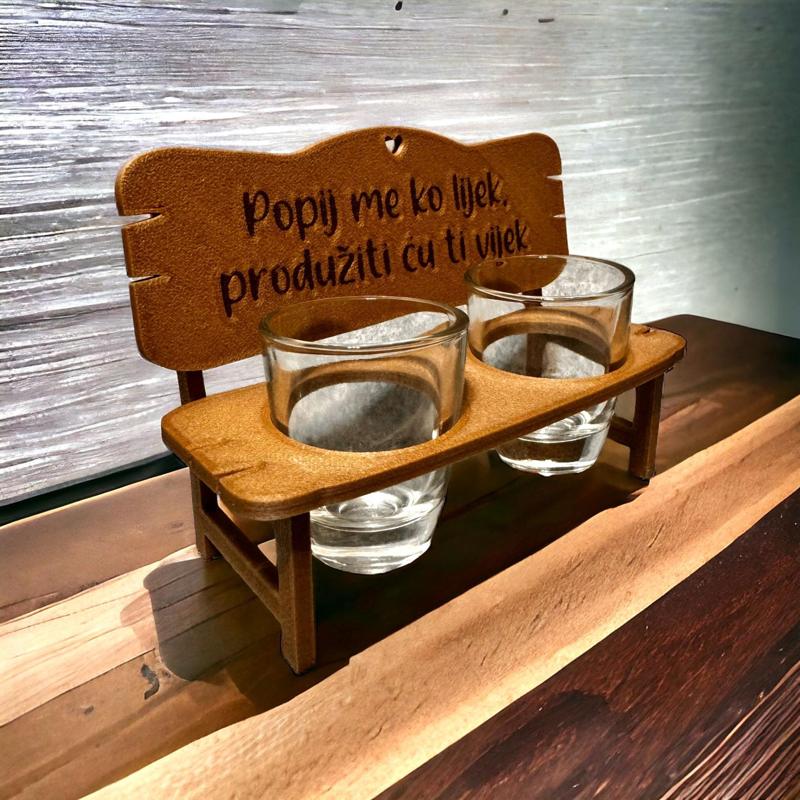 Bench for shot glasses