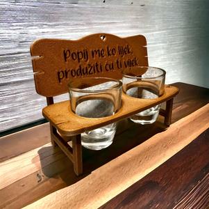 Bench for shot glasses