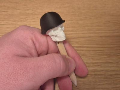 Skull with Helmet Pencil topper